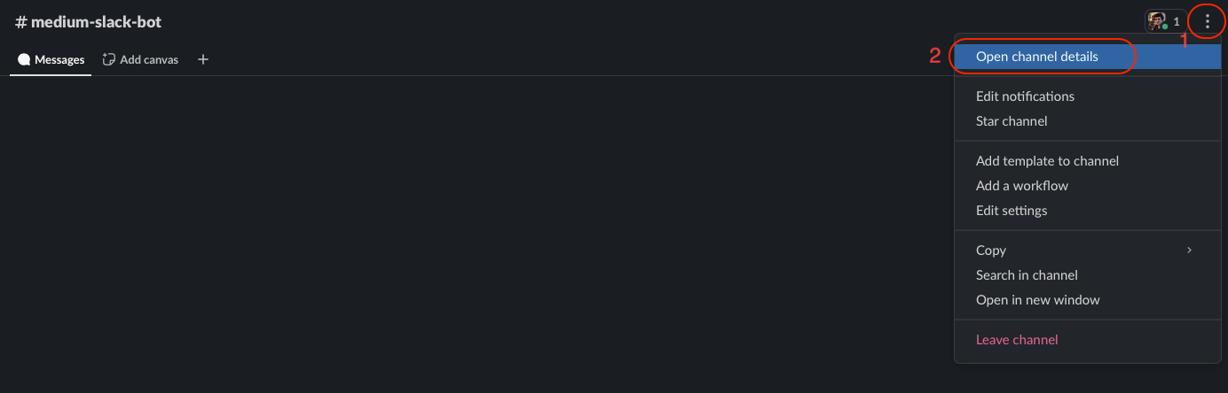 Opening channel details