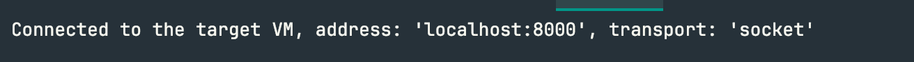 Debug console showing connected status
