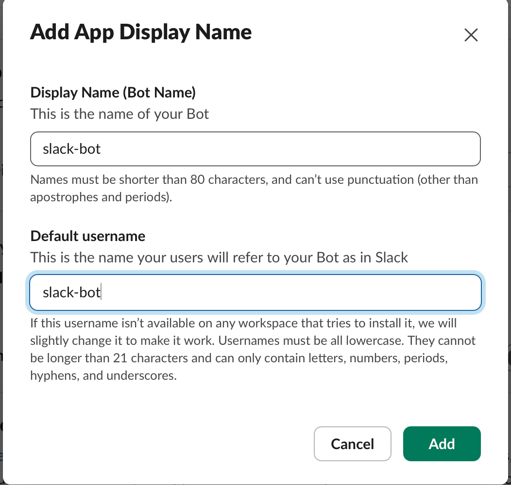 Display name and username configuration