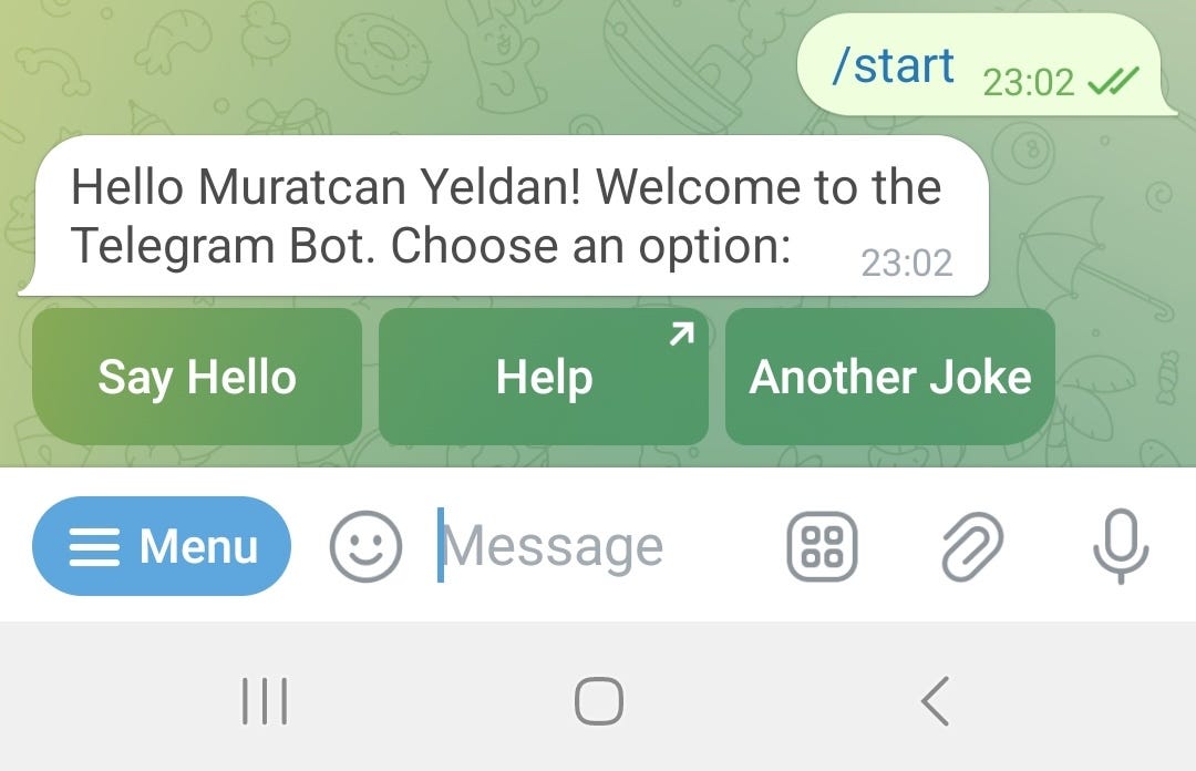 Inline keyboard buttons