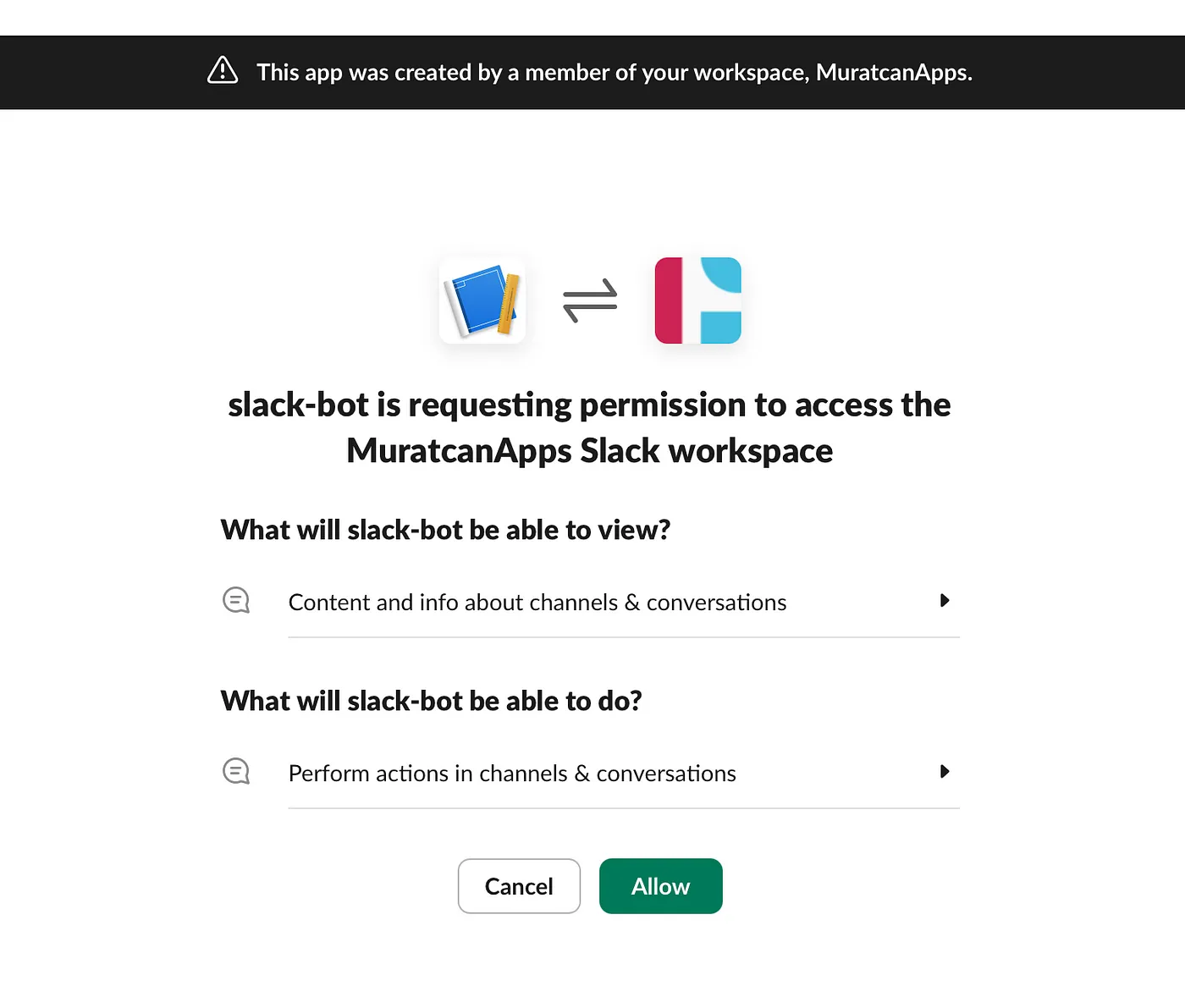 Permission screen