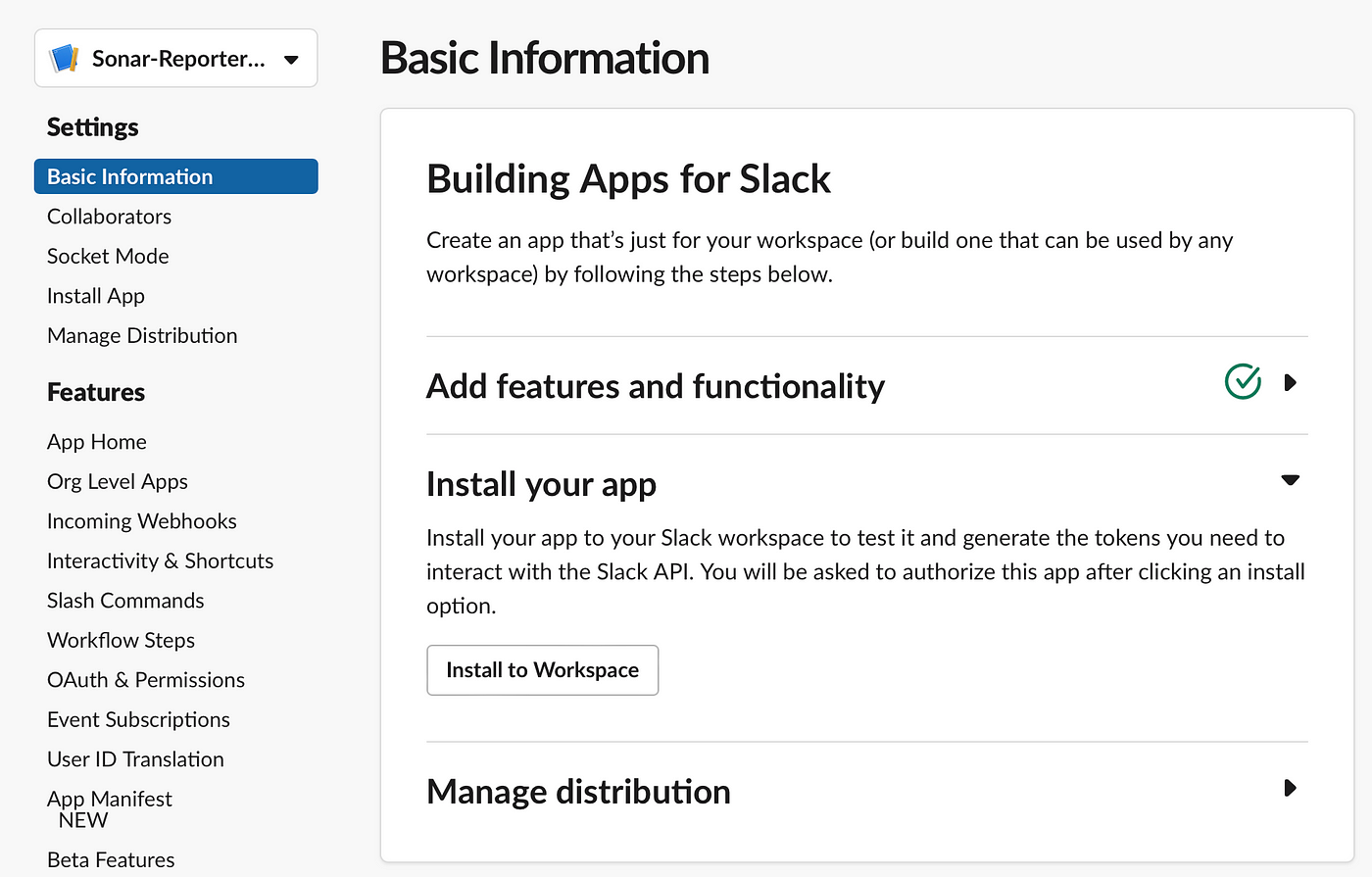 Install the Slack app to your workspace